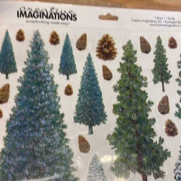 NWT Creative Imaginations scrapbooking trees and pinecones. Just one sheet - Picture 4 of 7